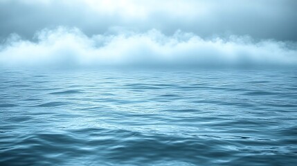 Sea landscape view with cloudy sky above, wide aquatic ocean