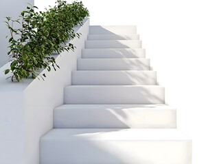 White Stairs, Staircase, Stairs with Grass, Stair Stock Image, Empty Stairs, Growth, Generative AI