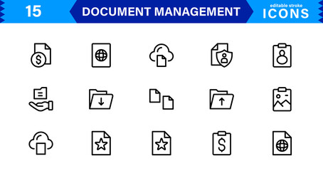 Document and File Management Icon Set. High-Quality Icons for Organizing, Sorting, Storing, and Managing Documents and Files