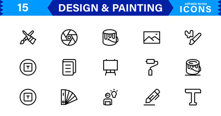 Design and Painting Icons Collection. Scalable and Versatile Icons for Art, Drawing, Illustration, and Digital Design Projects