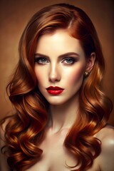 Fototapeta premium Radiant Red-Haired Woman with Soft Glow Portrait