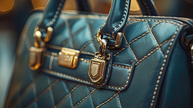 Close-up of luxury handbag with designer brandingelegant details, symbolizing high-end fashion, style, the latest trends in accessories for modern, sophisticated women