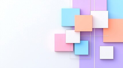 Fototapeta premium Creative graphic design composition with colorful squares on minimalist background
