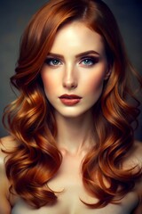 Fototapeta premium Radiant Red-Haired Woman with Soft Glow Portrait