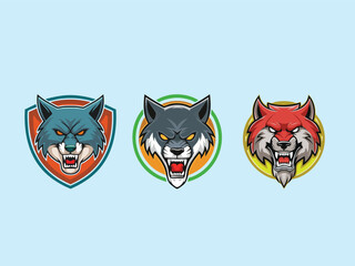 Logo for a sports team with a head of wolf angry