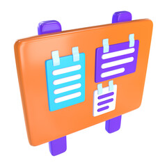 Bulletin Board 3D Illustration Icon