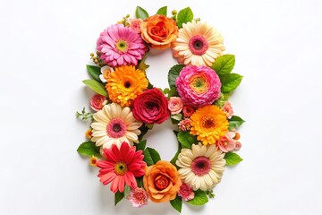 Number 8 Floral Arrangement: Spring Gerbera Daisies, Roses & Greenery