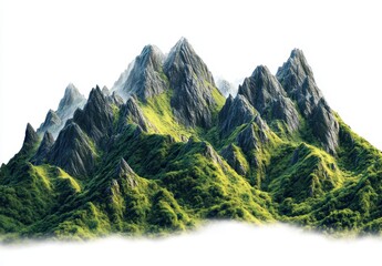 Fototapeta premium Majestic Mountain Landscape with Lush Greenery and Mist in the Valleys under a Clear Sky Perfect for Travel and Nature Enthusiasts