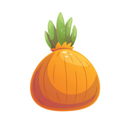 A colorful cartoon style vegetable with shiny water and luscious green leaves is perfect for playful designs.