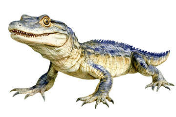 Fototapeta premium Detailed Close Up of a Young Alligator with Textured Skin and Sharp Teeth on a Transparent Background