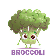 A delightful and cheerful cartoon broccoli character that joyfully promotes healthy eating habits and lifestyle choices