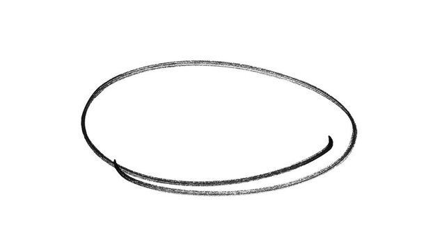 Hand-drawing marker oval frame circle animation, Red and black circle highlight with transparent background. 4K resolution