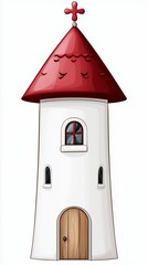 White Tower with Red Roof and Cross