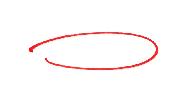 Hand-drawing oval frame circle animation, Handwritten red circle. For marking text, numbers, marker pen, pencil, logo, hand-drawn doodle grunge circle highlights with transparent background.