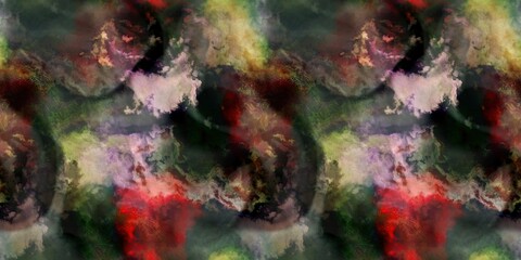 Multicolour space dyed marble seamless border art Endless edging texture background. Vivid mottled marl effect ombre home decor design. For tie dye and surface fashion ribbon trim.