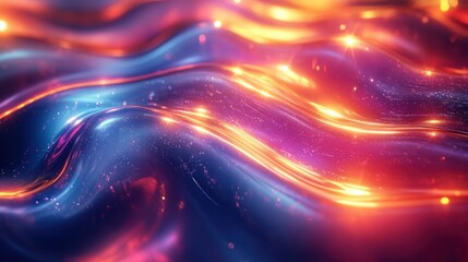 Obraz premium Abstract fluid, vibrant colors, glowing waves