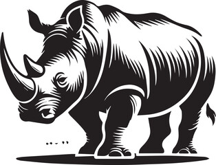 Fototapeta premium rhino vector illustration, rhino logo design, rhino vector icon, rhino silhouette vector, rhino silhouette vector black and white