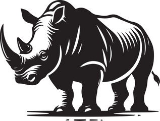 Fototapeta premium rhino vector illustration, rhino logo design, rhino vector icon, rhino silhouette vector, rhino silhouette vector black and white
