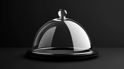 Obraz premium Glass cloche on dark background, food cover, empty