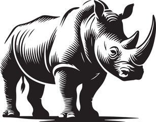 Obraz premium rhino vector illustration, rhino logo design, rhino vector icon, rhino silhouette vector, rhino silhouette vector black and white
