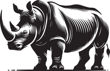 Fototapeta premium rhino vector illustration, rhino logo design, rhino vector icon, rhino silhouette vector, rhino silhouette vector black and white