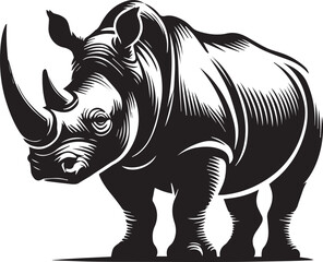 Obraz premium rhino vector illustration, rhino logo design, rhino vector icon, rhino silhouette vector, rhino silhouette vector black and white