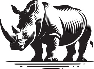 Fototapeta premium rhino vector illustration, rhino logo design, rhino vector icon, rhino silhouette vector, rhino silhouette vector black and white
