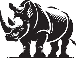 Fototapeta premium rhino vector illustration, rhino logo design, rhino vector icon, rhino silhouette vector, rhino silhouette vector black and white