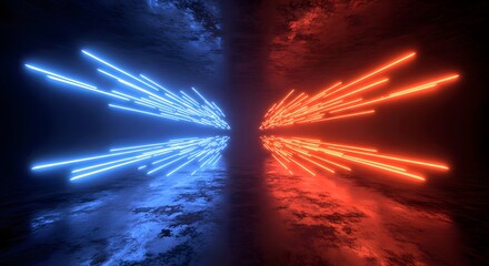 vast capacity data transmission enabled by optical fiber technology in today's digital age, high speed, Optical data concept depicted by abstract glowing lines on a dark background. Generative AI
