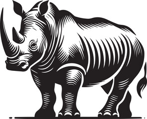 Obraz premium rhino vector illustration, rhino logo design, rhino vector icon, rhino silhouette vector, rhino silhouette vector black and white