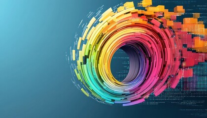 Abstract Colorful Spiral Design with Digital Elements and Modern Aesthetic