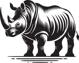 Obraz premium rhino vector illustration, rhino logo design, rhino vector icon, rhino silhouette vector, rhino silhouette vector black and white
