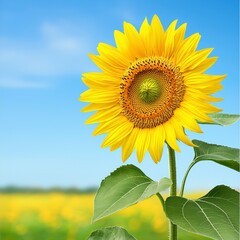 Vibrant Yellow Sunflower in a Sunny Field