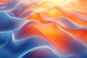 Fototapeta premium Abstract background with flowing blue and orange lines, creating a blurred digital art effect, showcasing dynamic motion and color blending.