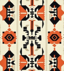 Obraz premium Striking geometric pattern in bold black and orange colors evoking energy and vibrancy in design