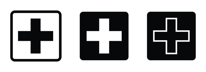 Fototapeta premium Plus Icons set. Add plus icon. Addition sign. Medical Plus icon. vector illustration eps 888.