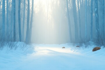 Naklejka premium winter scene of tranquil forest with hidden signs of hibernating animals like burrows and nests adding subtle details