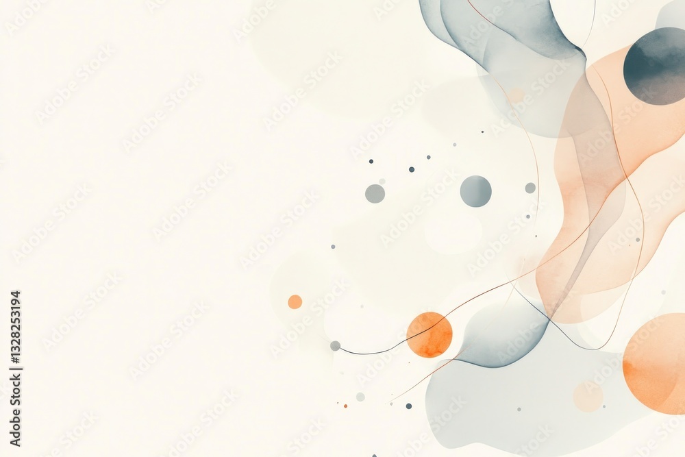 Poster abstract lines and dots create modern minimalistic design on plain background