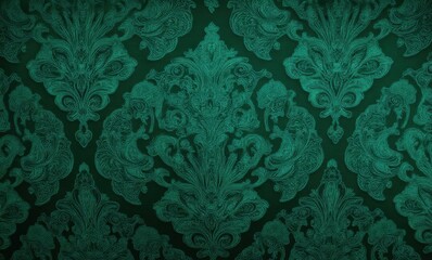 Elegant green damask texture pattern.