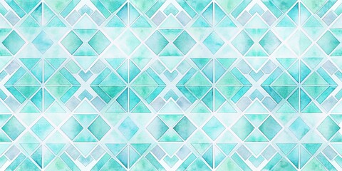 Panoramic Watercolor Geometric Pattern: Abstract Blue & White Textile Design