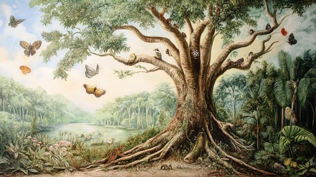 the symbiotic relationships rain trees form with surrounding plants, animals, and insects.