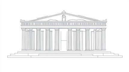 Obraz premium Ancient Greek temple outline drawing