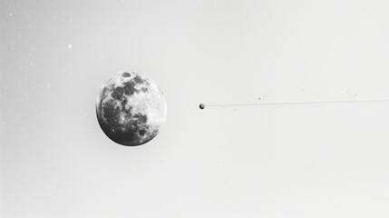 Fototapeta premium A simple yet striking image of a waning gibbous moon accompanied by a few distant stars, isolated on a clean white background with soft lighting.