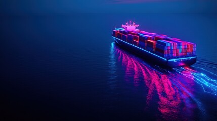 Futuristic cargo ship at night (1)