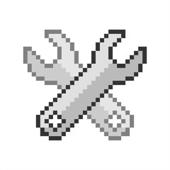 Pixel art of a pair of wrenches. Repair and service logo. Maintenance icon.