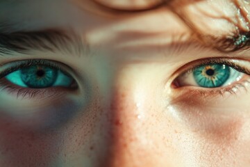 Naklejka premium close-up of young person eyes filled with determination reflecting aspirations and goals set against gently blurred