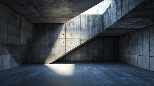 Dark concrete room with abstract interior for architectural backdrop