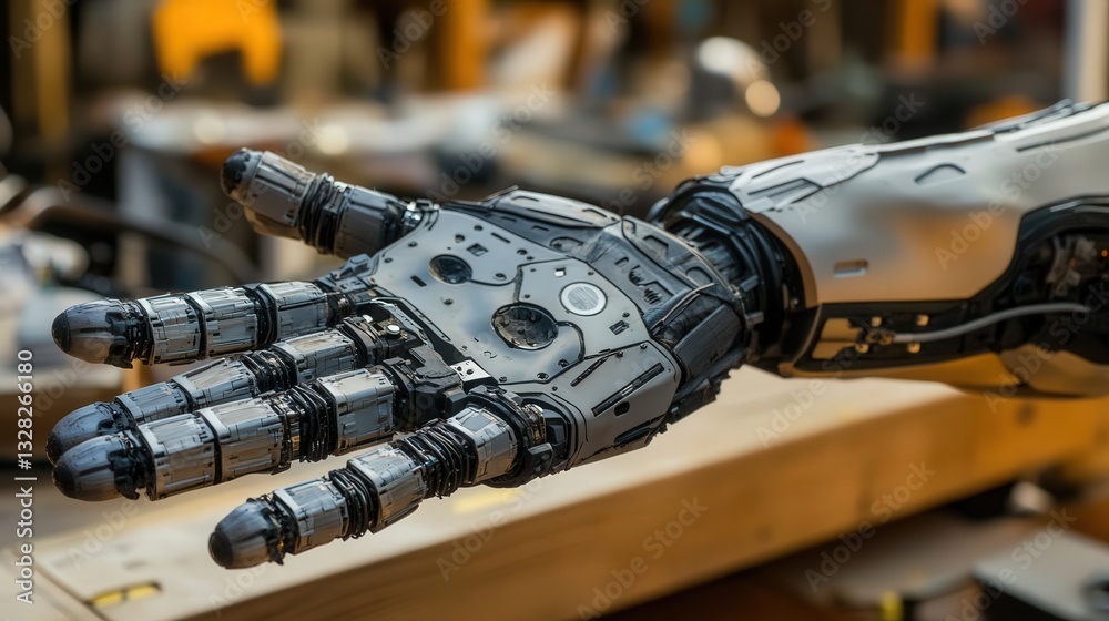 Aufkleber robotic arm prototype designed for precise, delicate tasks, such as working with fragile materials.