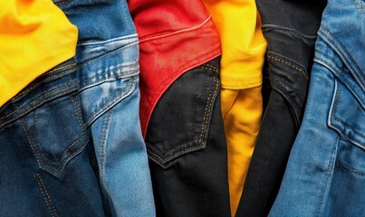 Colorful Jeans and T-shirts with Different Textures and Fabrics for Casual Style