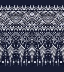 White diamond shaped seamless pattern border on denim blue with swatch for decorations, fabric print, textile texture, and other prints. 